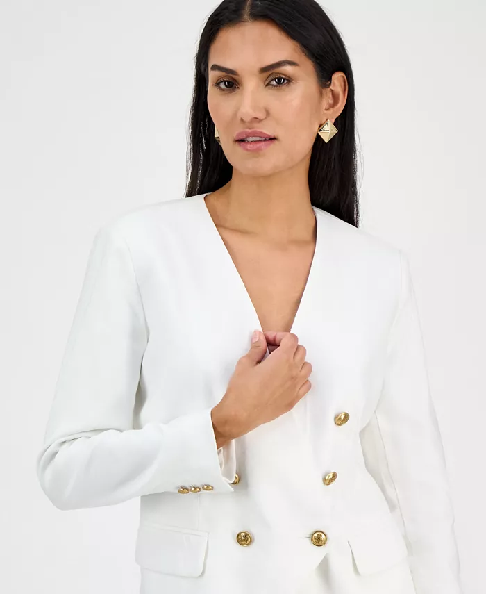 I.N.C. International Concepts Women's Linen-Blend Collarless Blazer Exclusively At Macy's Women's Fashion Shoes & Accessories