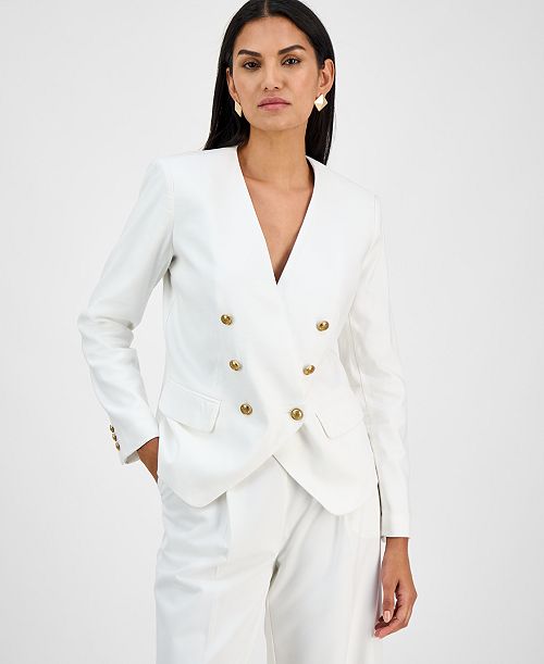 I.N.C. International Concepts Women's Linen-Blend Collarless Blazer Exclusively at Macy's Women's Fashion Shoes & Accessories