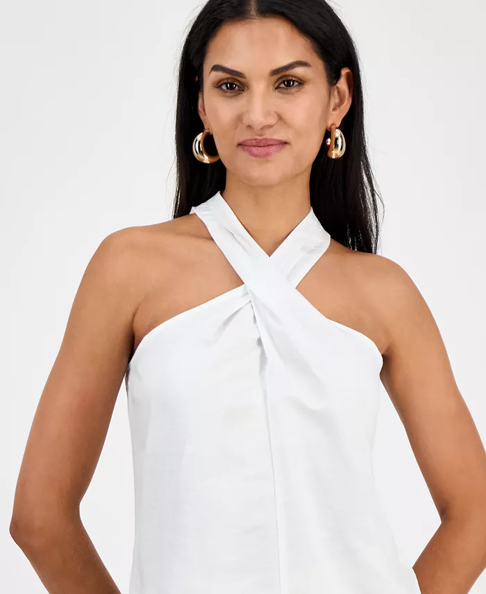 I.N.C. International Concepts Women's Linen-Blend Halter Top Exclusively At Macy's Women's Fashion Shoes & Accessories