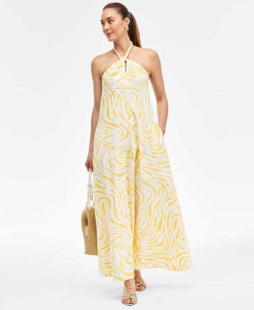 I.N.C. International Concepts Women's Linen-Blend Halter Midi Dress Exclusively at Macy's Women's Fashion Shoes & Accessories