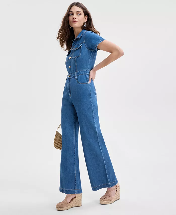 I.N.C. International Concepts Women's Liquid Denim Jumpsuit Exclusively At Macy's Women's Fashion Shoes & Accessories