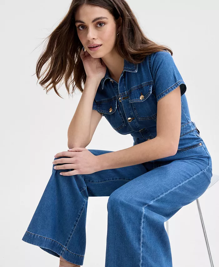 I.N.C. International Concepts Women's Liquid Denim Jumpsuit Exclusively At Macy's Women's Fashion Shoes & Accessories