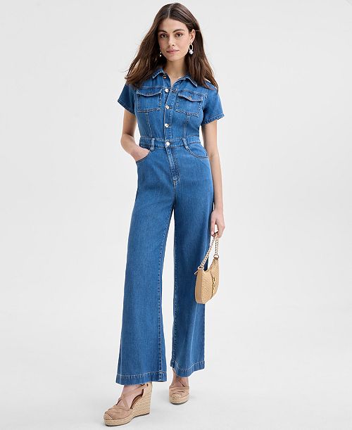 I.N.C. International Concepts Women's Liquid Denim Jumpsuit Exclusively at Macy's Women's Fashion Shoes & Accessories