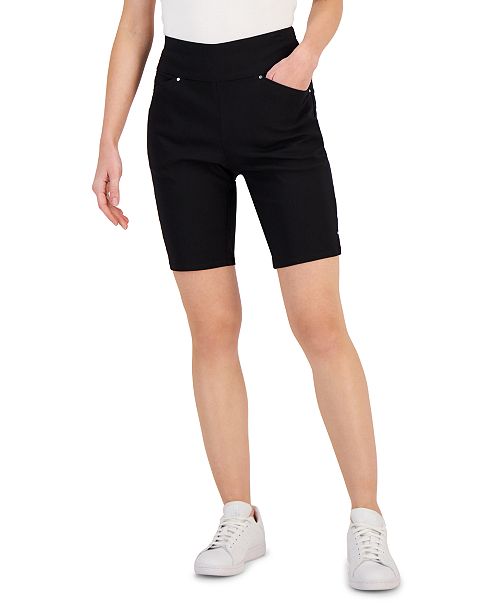 I.N.C. International Concepts Women's Mid Rise Pull-On Bermuda Shorts Created for Macy's Women's Fashion Shoes & Accessories