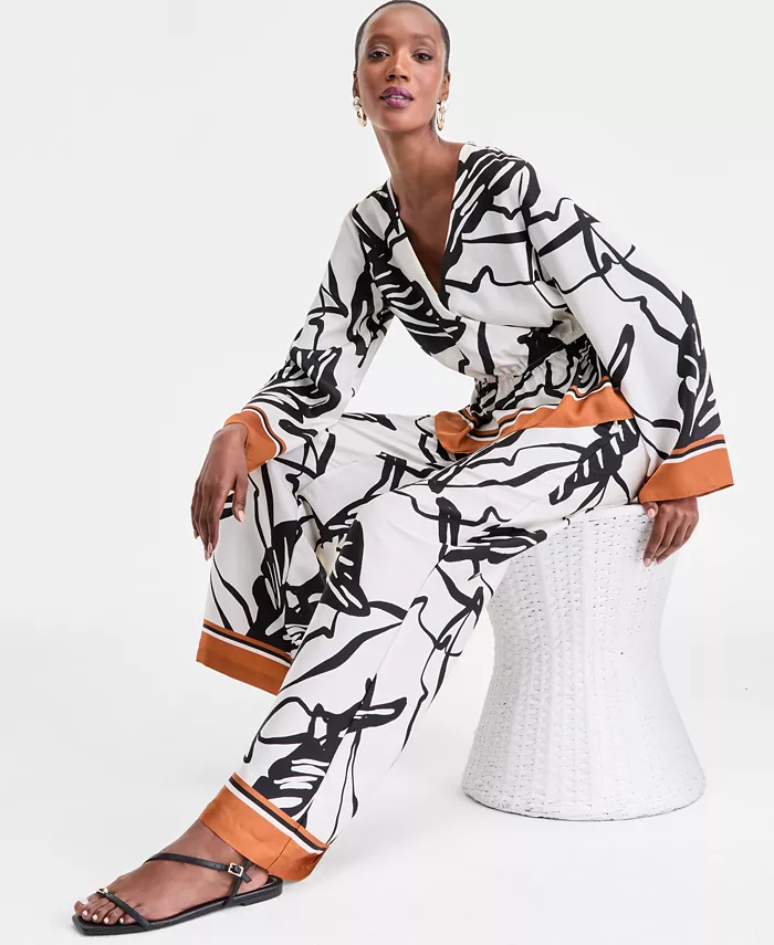 I.N.C. International Concepts Women's Peplum Top & High-Rise Wide-Leg Pants Exclusively At Macy's Women's Fashion Shoes & Accessories