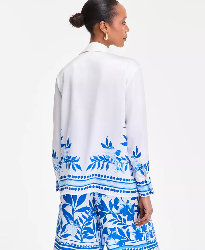 I.N.C. International Concepts Women's Printed Long-Sleeve Shirt Exclusively At Macy's Women's Fashion Shoes & Accessories