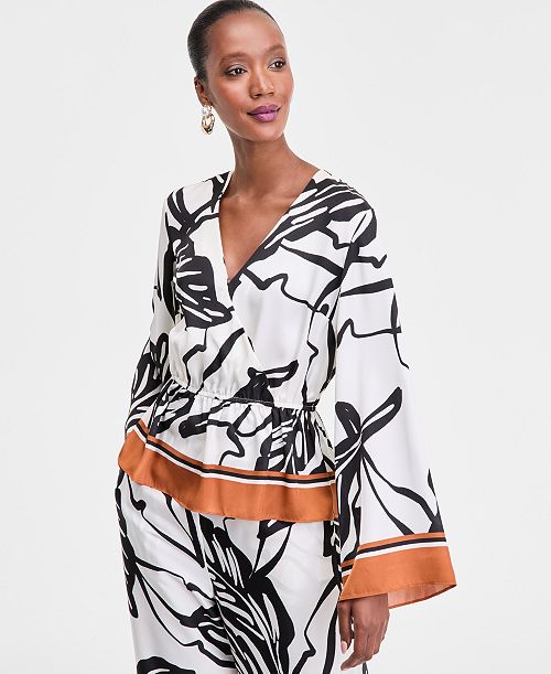 I.N.C. International Concepts Women's Printed Peplum Top Exclusively at Macy's Women's Fashion Shoes & Accessories