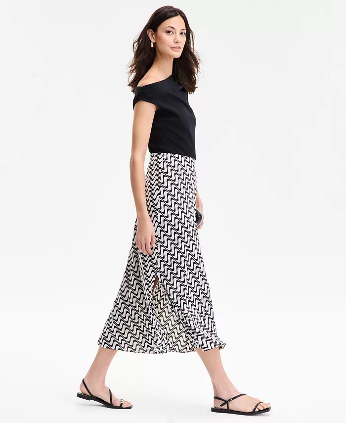 I.N.C. International Concepts Women's Printed Pull-On Midi Skirt Exclusively At Macy's Women's Fashion Shoes & Accessories