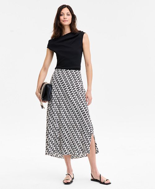 I.N.C. International Concepts Women's Printed Pull-On Midi Skirt Exclusively at Macy's Women's Fashion Shoes & Accessories