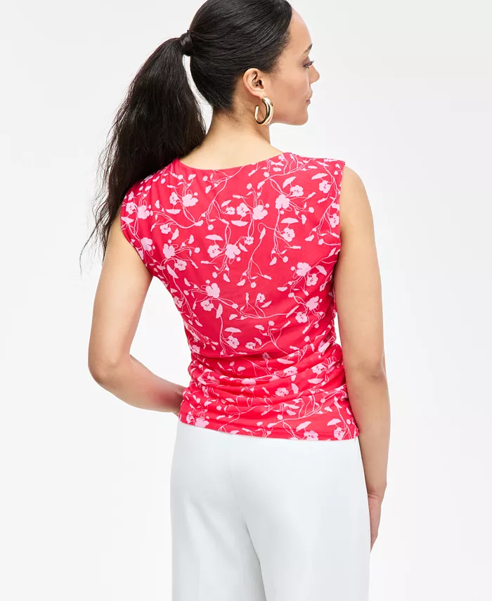 I.N.C. International Concepts Women's Printed Ruched Mesh Top Exclusively At Macy's Women's Fashion Shoes & Accessories