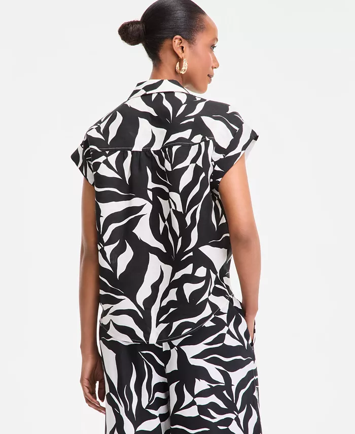 I.N.C. International Concepts Women's Printed Short-Sleeve Surplice Blouse Exclusively At Macy's Women's Fashion Shoes & Accessories