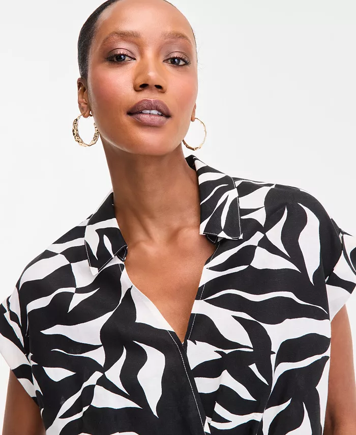 I.N.C. International Concepts Women's Printed Short-Sleeve Surplice Blouse Exclusively At Macy's Women's Fashion Shoes & Accessories