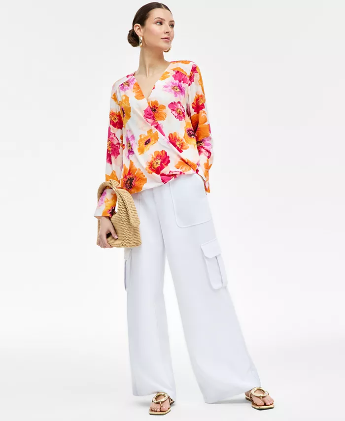 I.N.C. International Concepts Women's Printed Surplice Blouse Exclusively At Macy's Women's Fashion Shoes & Accessories