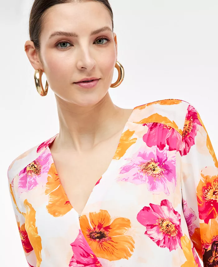I.N.C. International Concepts Women's Printed Surplice Blouse Exclusively At Macy's Women's Fashion Shoes & Accessories