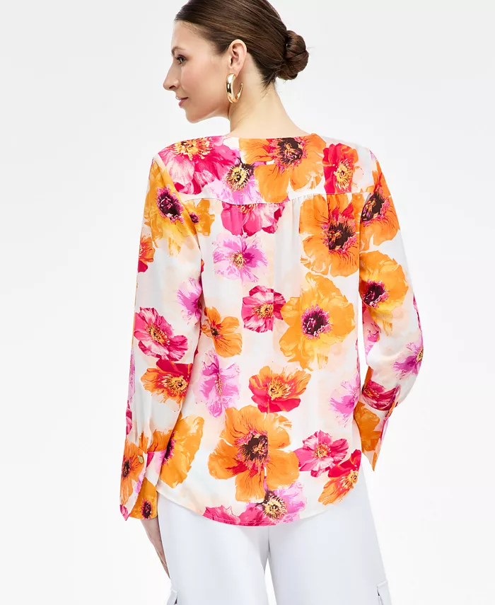 I.N.C. International Concepts Women's Printed Surplice Blouse Exclusively At Macy's Women's Fashion Shoes & Accessories