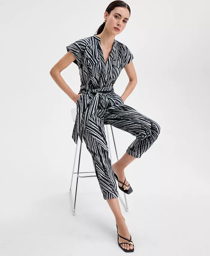 I.N.C. International Concepts Women's Printed Tie-Waist Jumpsuit Exclusively At Macy's Women's Fashion Shoes & Accessories