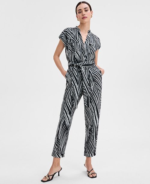 I.N.C. International Concepts Women's Printed Tie-Waist Jumpsuit Exclusively At Macy's Women's Fashion Shoes & Accessories