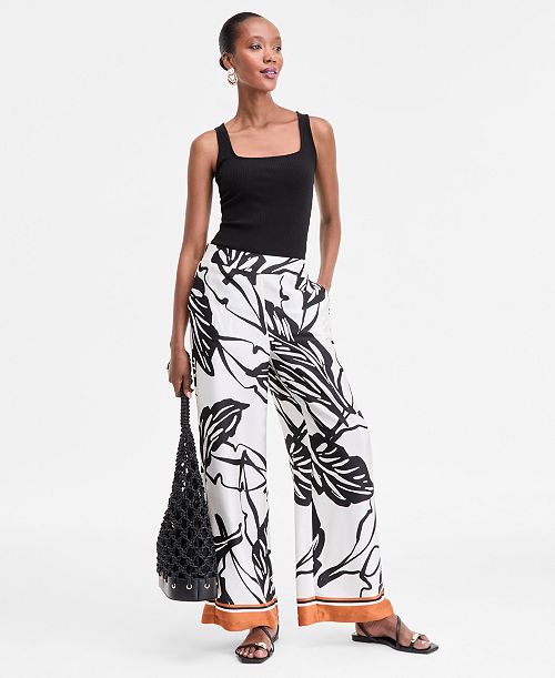 I.N.C. International Concepts Women's Printed Wide-Leg Pants Exclusively at Macy's Women's Fashion Shoes & Accessories