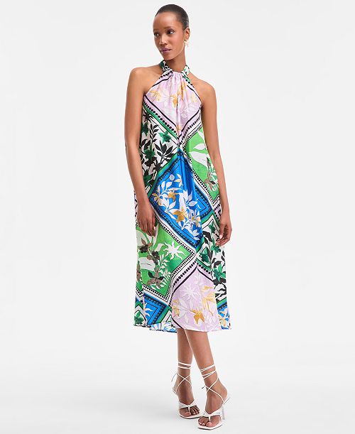 I.N.C. International Concepts Women's Scarf-Print Halter Midi Dress Exclusively at Macy's Women's Fashion Shoes & Accessories