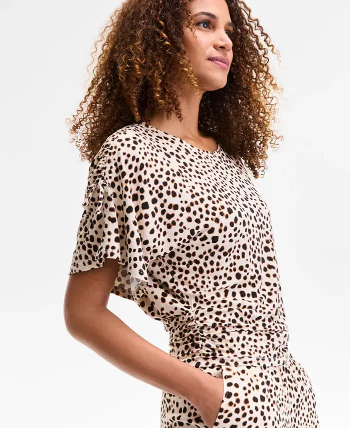 I.N.C. International Concepts Women's Side-Tie Animal-Print Top Exclusively At Macy's Women's Fashion Shoes & Accessories