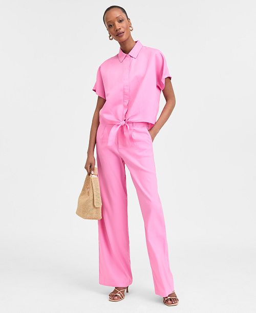 I.N.C. International Concepts Women's Tie-Front Blouse Exclusively at Macy's Women's Fashion Shoes & Accessories