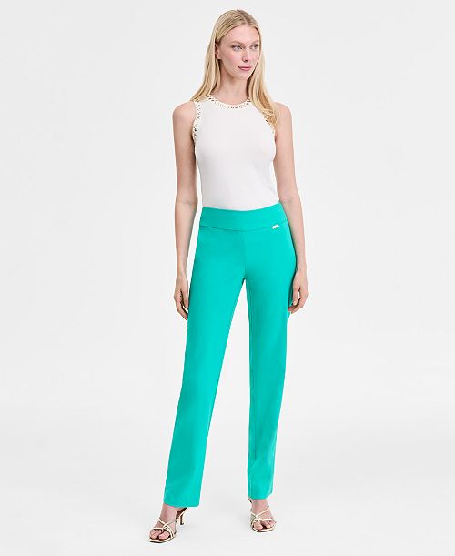I.N.C. International Concepts Women's Tummy-Control Pull-On Straight-Leg Pants Created For Macy's Women's Fashion Shoes & Accessories