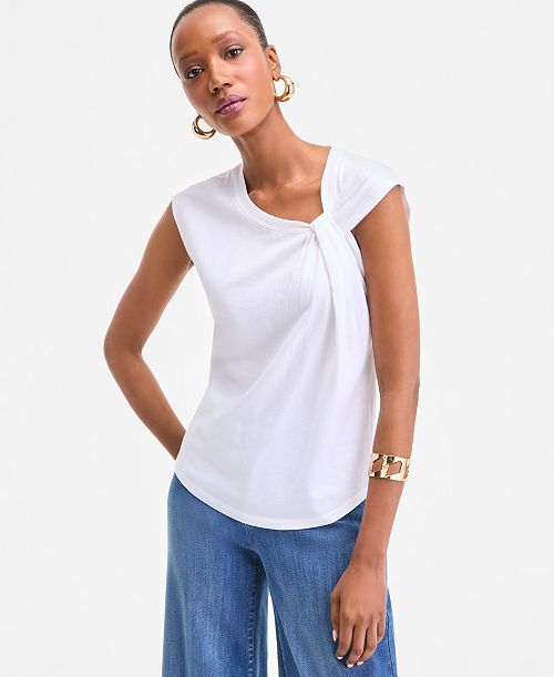 I.N.C. International Concepts Women's Twist-Front Cotton Tank Top Exclusively at Macy's Women's Fashion Shoes & Accessories