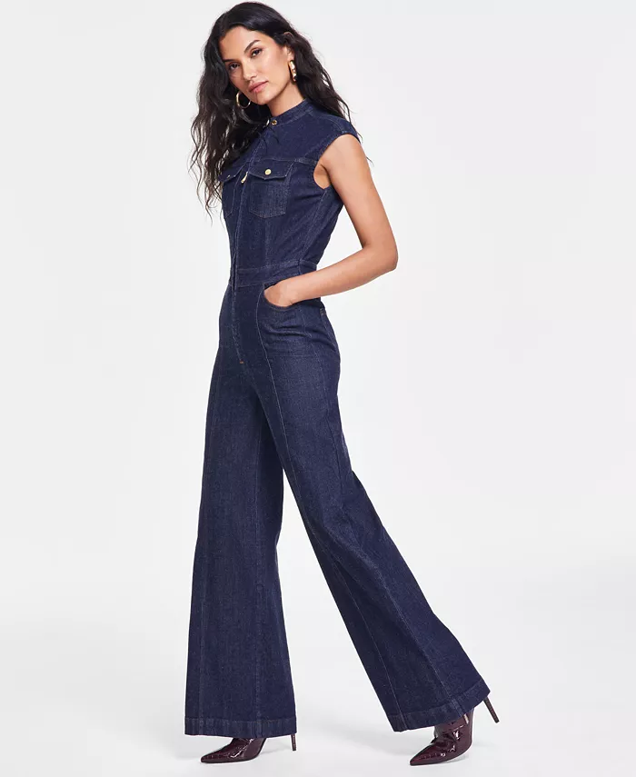 I.N.C. International Concepts Women's Wide-Leg Denim Jumpsuit Created For Macy's Women's Fashion Shoes & Accessories