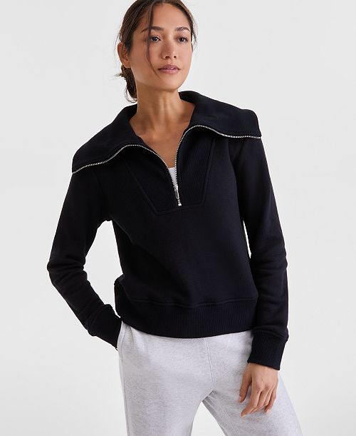 ID Ideology Women's Shawl-Collar Quarter-Zip Knit Top Exclusively at Macy's Women's Fashion Shoes & Accessories