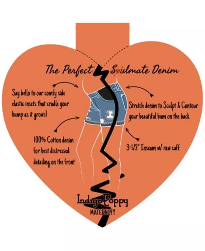 Indigo Poppy Maternity Destructed Cuffed Shorts With Under Belly Women's Fashion Shoes & Accessories