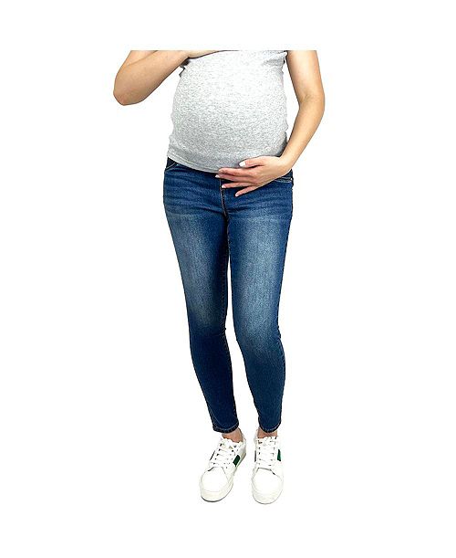 Indigo Poppy Maternity Lifter Skinny with Side Elastics Jeans Women's Fashion Shoes & Accessories