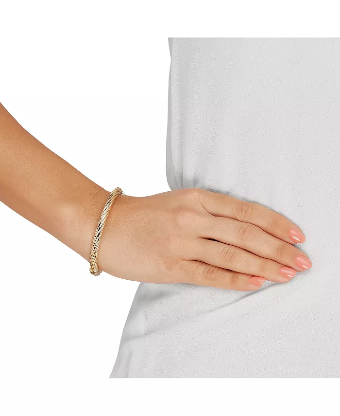 Italian Gold Twist Hinge Bangle Bracelet In 14k Gold Or White Gold Jewelry & Watches