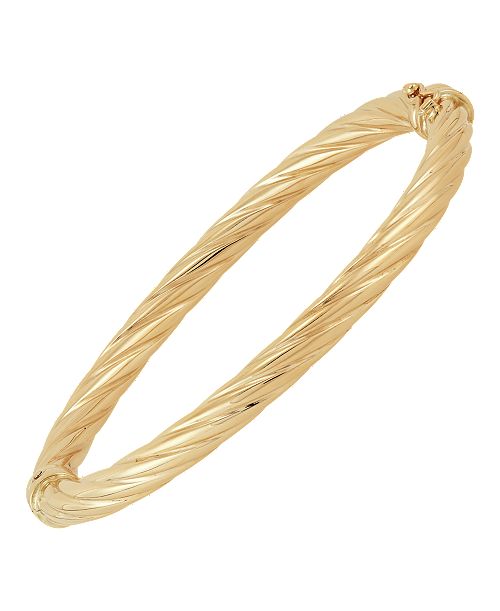 Italian Gold Twist Hinge Bangle Bracelet in 14k Gold or White Gold Jewelry & Watches