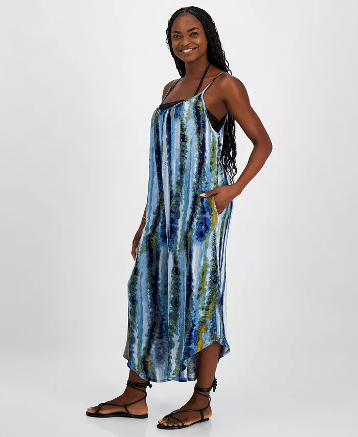 J Valdi Women's Scoop-Neck Swim Cover-Up Jumpsuit Women's Fashion Shoes & Accessories