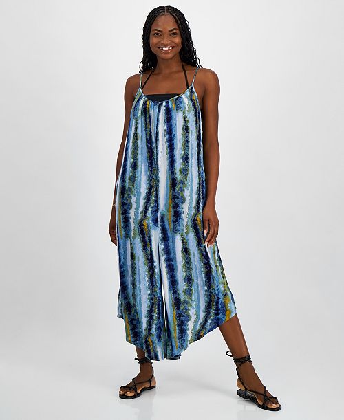 J Valdi Women's Scoop-Neck Swim Cover-Up Jumpsuit Women's Fashion Shoes & Accessories