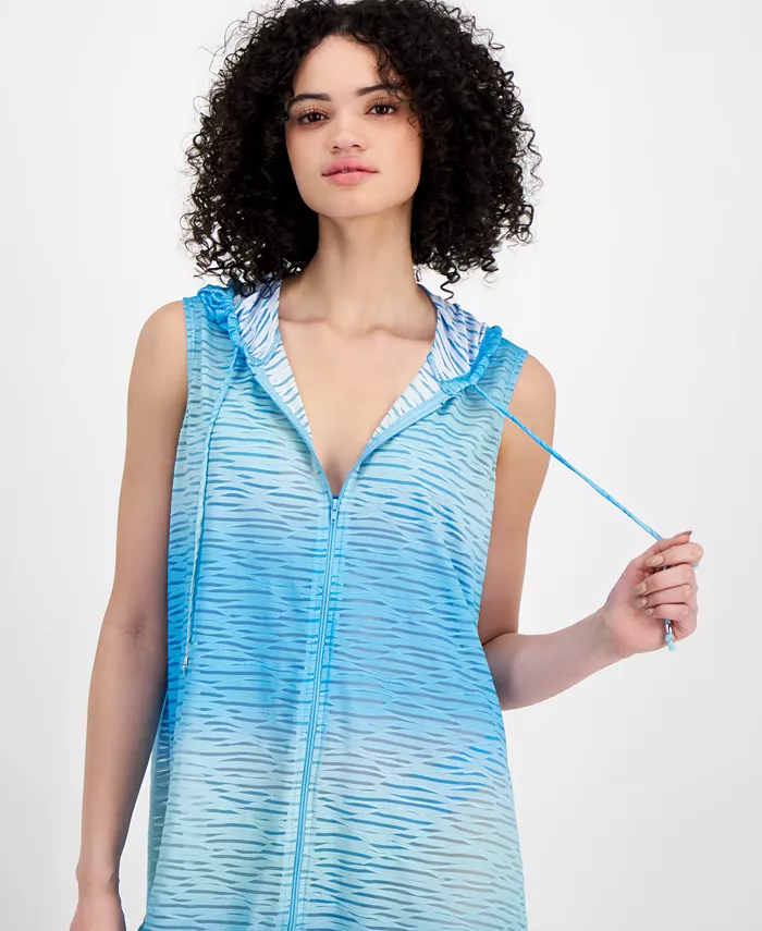 J Valdi Women's Sleevless Zipper Hoodie Cover-Up Dress Women's Fashion Shoes & Accessories