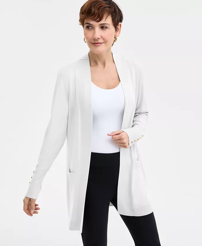 JM Collection Women's Button-Sleeve Flyaway Cardigan Exclusively At Macy's Women's Fashion Shoes & Accessories