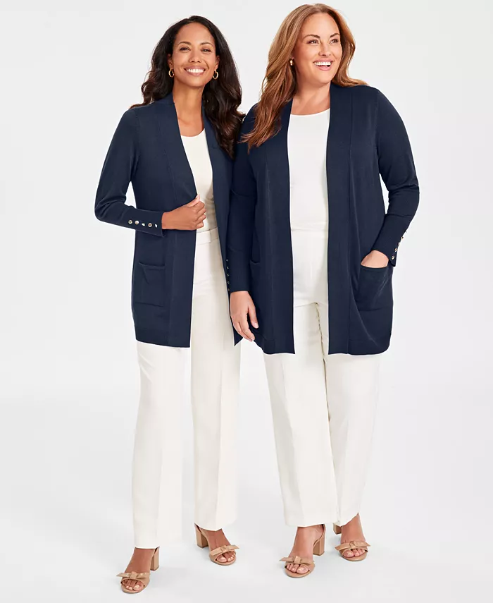 JM Collection Women's Button-Sleeve Flyaway Cardigan Exclusively At Macy's Women's Fashion Shoes & Accessories