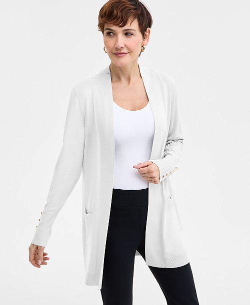 JM Collection Women's Button-Sleeve Flyaway Cardigan Exclusively at Macy's Women's Fashion Shoes & Accessories