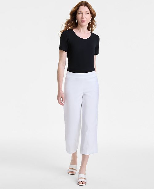 JM Collection Women's Pull-On Cropped Wide-Leg Pants Exclusively At Macy's Women's Fashion Shoes & Accessories