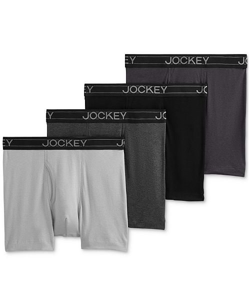 Jockey Men's Jockey Lightweight Cotton Blend 5" Boxer Briefs Pack of 4 Men's Fashion & Accessories
