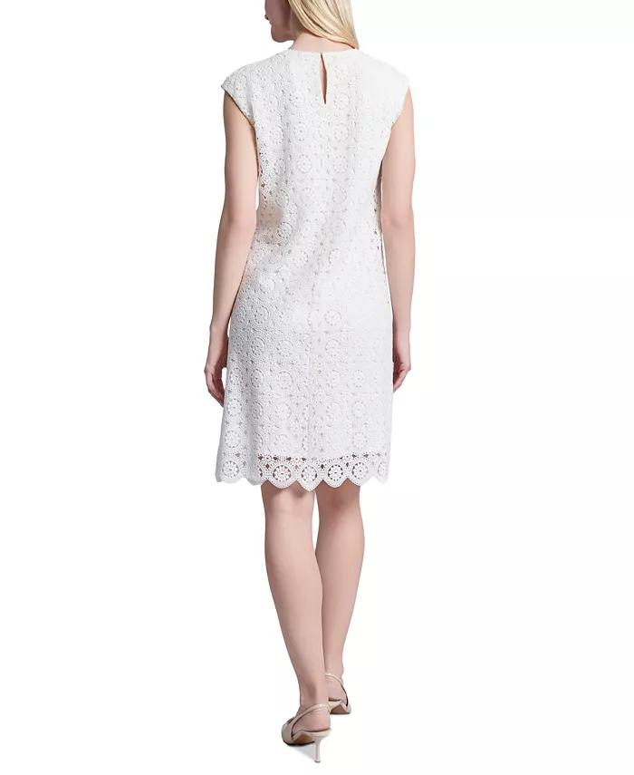 Jones New York Women's Medallion Lace Swing Knee Length Dress Women's Fashion Shoes & Accessories
