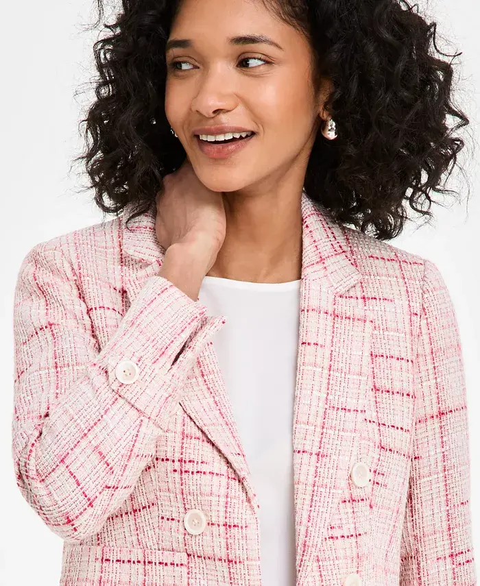 Jones New York Women's Plaid Tweed Blazer Women's Fashion Shoes & Accessories