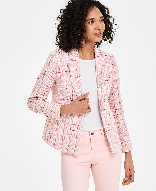 Jones New York Women's Plaid Tweed Blazer Women's Fashion Shoes & Accessories
