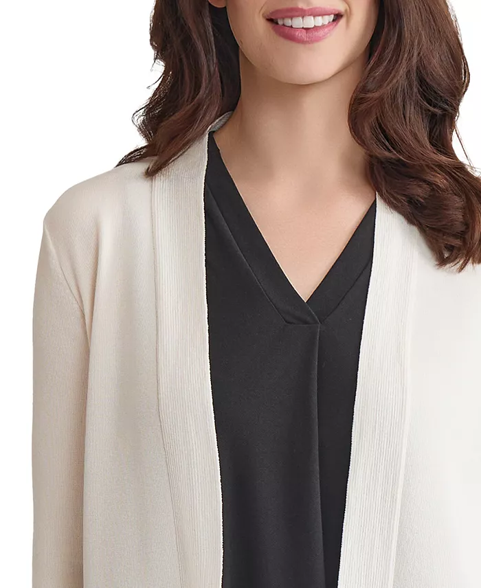 Jones New York Women's Relaxed V-Neck Open Cardigan Women's Fashion Shoes & Accessories