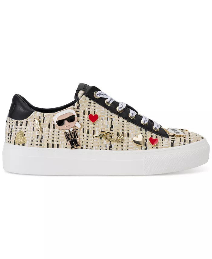 KARL LAGERFELD PARIS Cate Pins Lace-Up Platform Sneakers Women's Fashion Shoes & Accessories