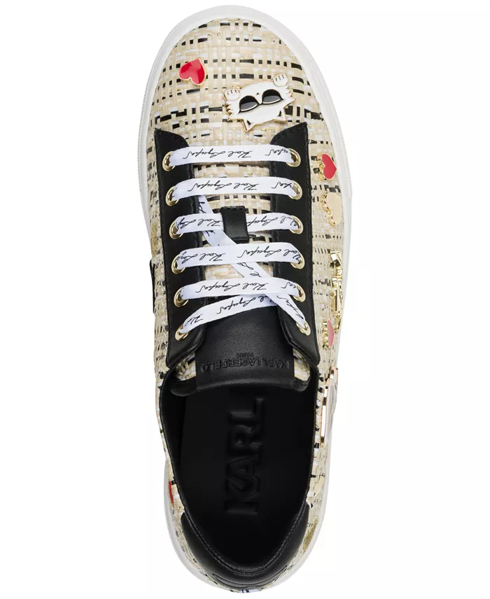 KARL LAGERFELD PARIS Cate Pins Lace-Up Platform Sneakers Women's Fashion Shoes & Accessories