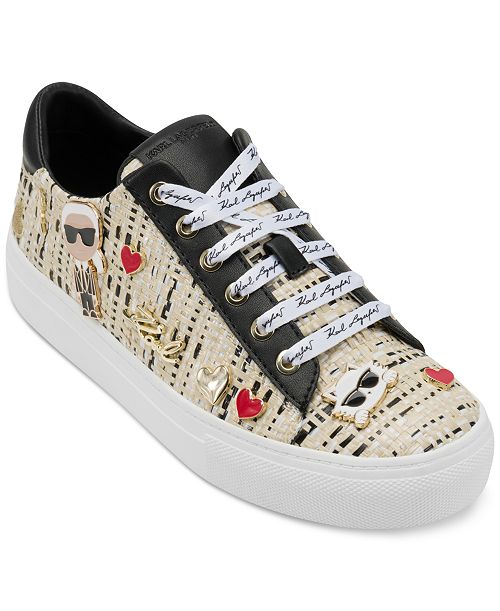 KARL LAGERFELD PARIS Cate Pins Lace-Up Platform Sneakers Women's Fashion Shoes & Accessories