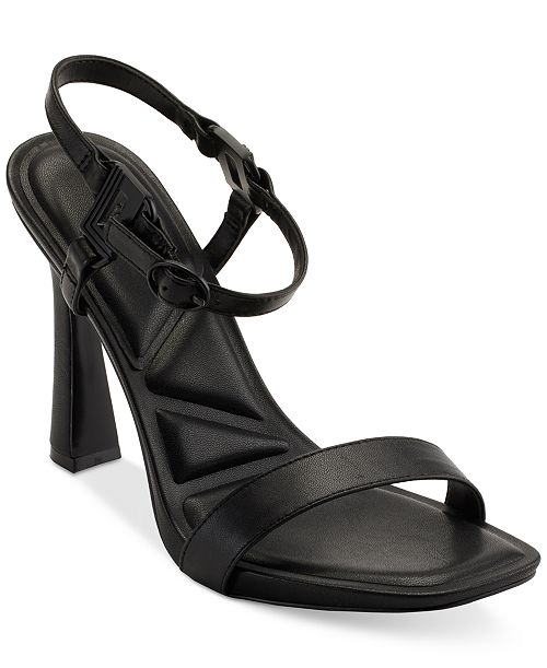 KARL LAGERFELD PARIS Cybil High-Heel Square-Toe Sandals Women's Fashion Shoes & Accessories