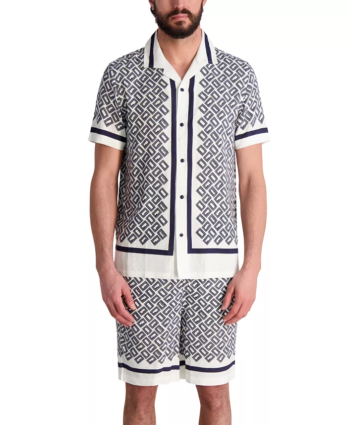 KARL LAGERFELD PARIS Men's Double L Short-Sleeve Shirt Men's Fashion & Accessories